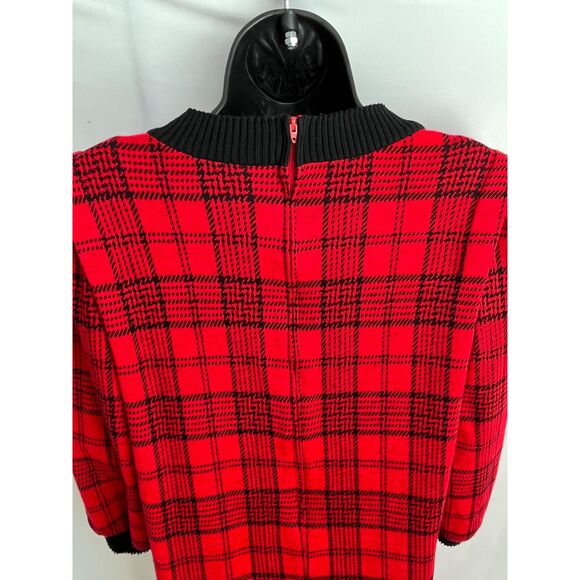Vintage Leslie Fay Y2K Red Plaid Dress Size Petite 12 Academia Preppy Clueless - Picture 8 of 12